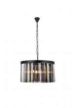 Elegant 1208D26MB-SS/RC - Sydney 8 Light Matte Black Chandelier Silver Shade (Grey) Royal Cut Crystal