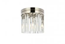 Elegant 1208F12PN/RC - Sydney 3 Light Polished Nickel Flush Mount Clear Royal Cut Crystal