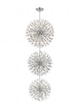 Elegant 2550G44L3C - Vera 44 inch three tiers crystal starburst chandelier in chrome