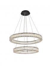 Elegant 3503G32BK - Monroe 32 Inch LED Double Ring Chandelier in Black