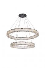 Elegant 3503G36BK - Monroe 36 Inch LED Double Ring Chandelier in Black