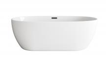 Elegant BT10770GW-MBK - 77 inch Soaking Bathtub in Glossy White with Matte Black Trim