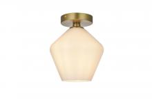 Elegant LD2255SG - Gene 8 inch Flush Mount Frosted White Shade in Satin Gold