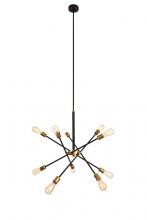 Elegant LD8003D28BK - Axel Collection Chandelier D27.2 H32.5 Lt:10 Black and Brass Finish