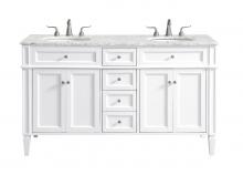 Elegant VF12560DWH - 60 In. Double Bathroom Vanity Set in White