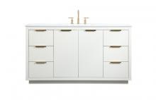 Elegant VF19460WH - 60 Inch Single Bathroom Vanity in White