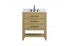 Elegant VF60530MHB-BS - 30 inch Single Bathroom Vanity in Honey Brown with backsplash