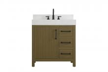 Elegant VF60632MCB-BS - 32 inch Single Bathroom Vanity In Chestnut Brown with backsplash