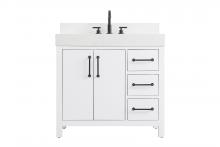 Elegant VF60636WH-BS - 36 inch Single Bathroom Vanity In White with backsplash