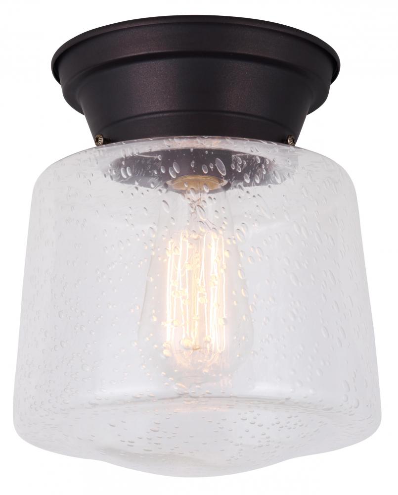 MILL, 1 Lt Flush Mount, Seeded Glass, 60W Type A, 8" (W) x 9 1/4" (H)