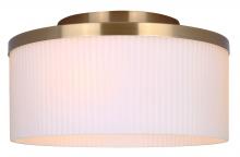 Canarm IFM1165A14GD - KINSLEA 14 in. 3-Light 60-Watt Modern Gold Flush Mount with Flat Opal Ribbed Glass Shade