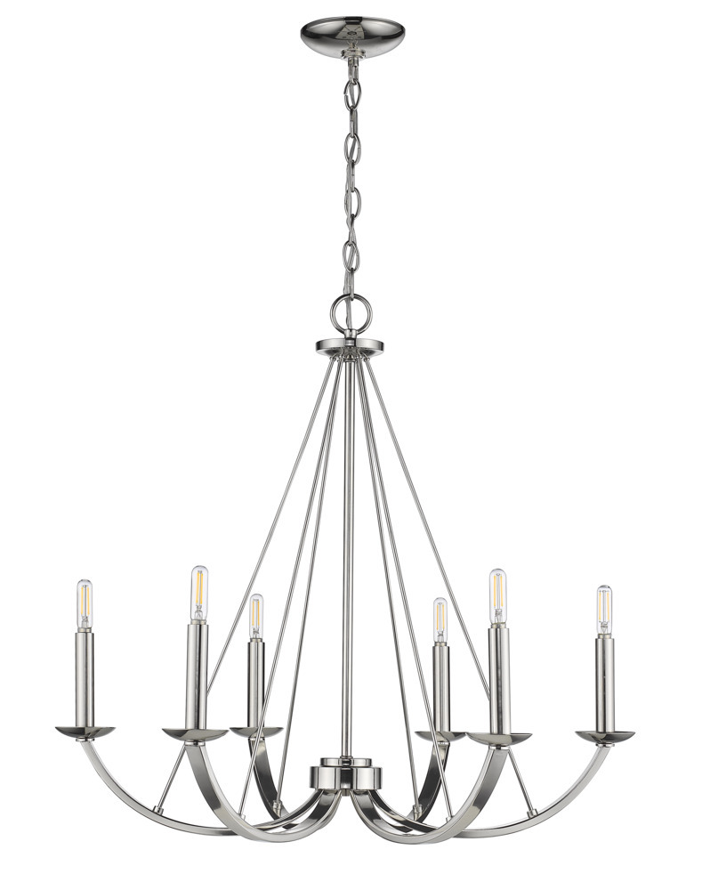 Vivio- Kaila 6-Light Chandelier- Polished Nickel Finish