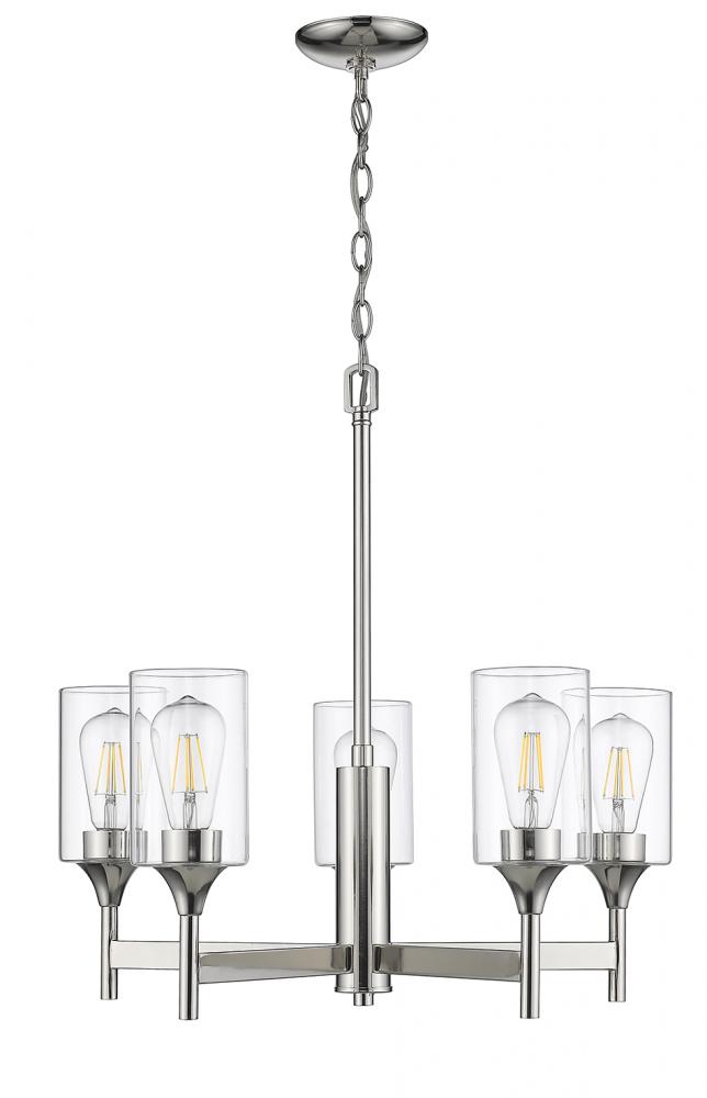 Vivio- Tia 5-Light Chandelier- Polished Nickel Finish