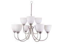 HOMEnhancements 15402 - Laredo 9-Light Chandelier - NK White Glass